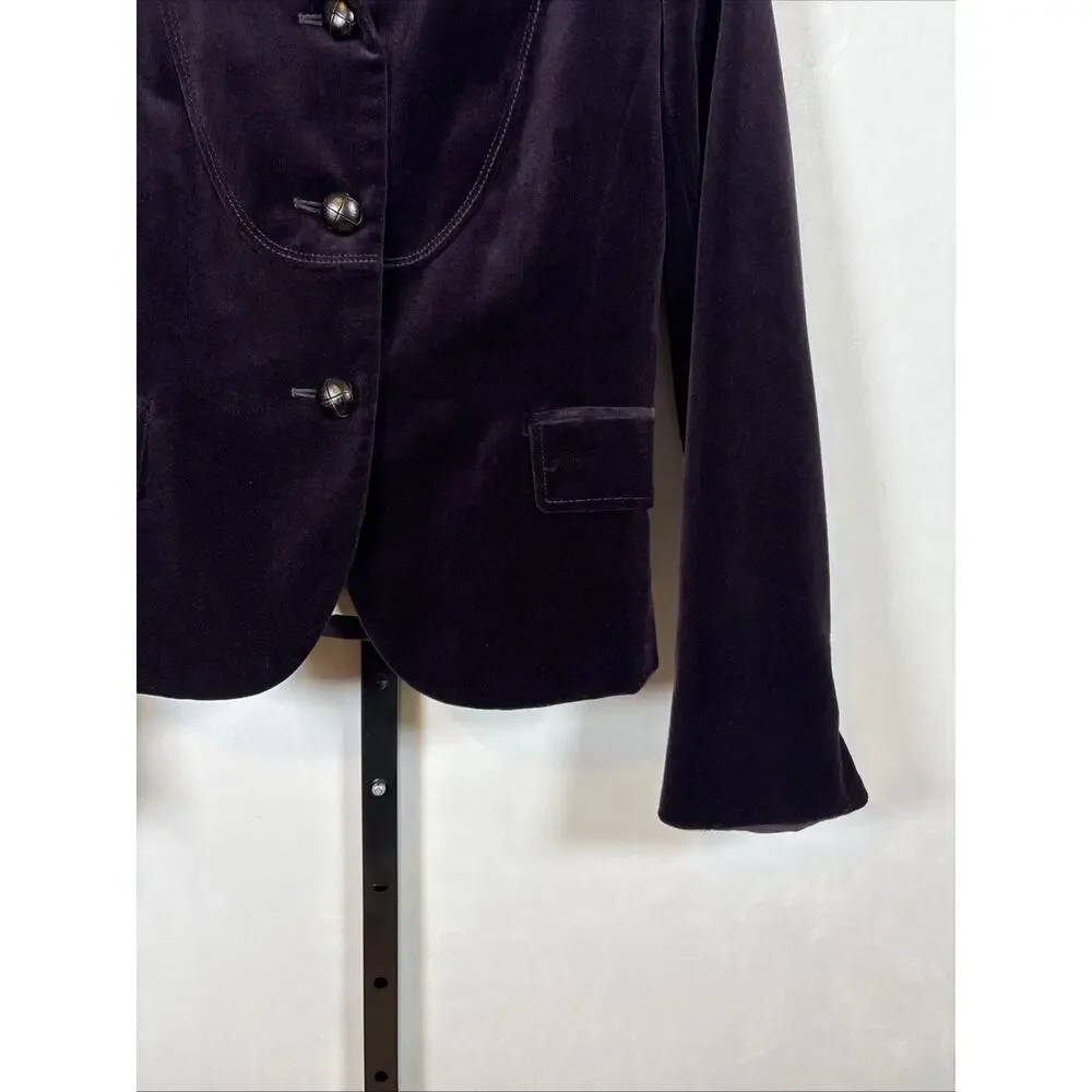 J. Crew Velvet Blazer Jacket Women's 6 Purple Fitted 100% Cotton Y2K Preppy